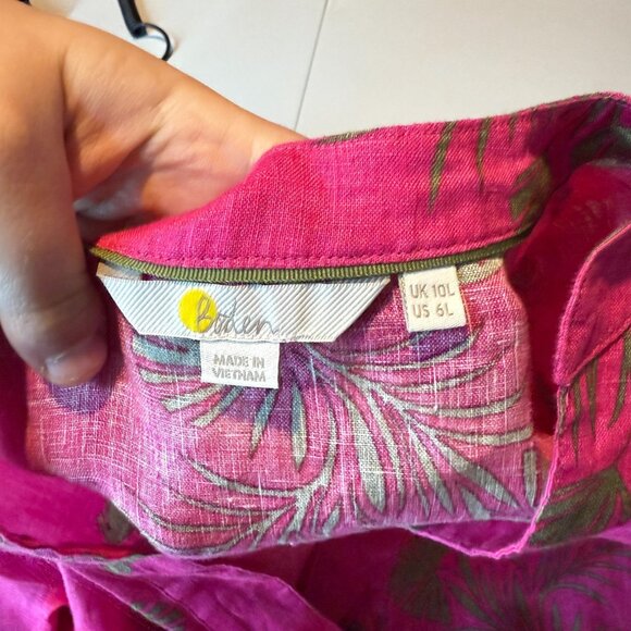 Boden Women 6L Hannah Linen Shirt Tunic Pink Floral V Neck Breathable Vacation - Picture 3 of 9